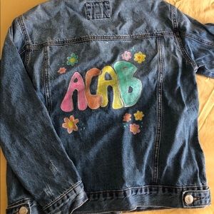 Hand-painted **groovy** ACAB protest jacket
